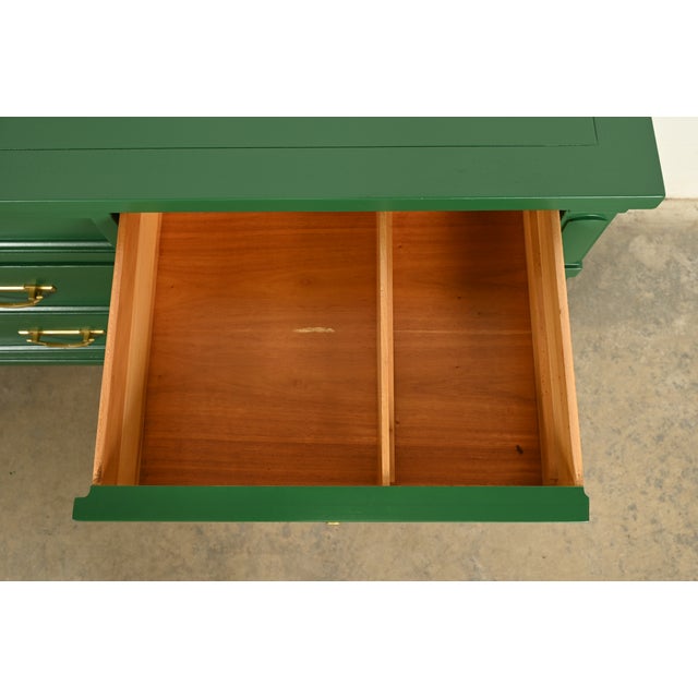 White Furniture French Regency Louis XVI Green Lacquered Dresser or Credenza, Newly Refinished For Sale - Image 9 of 17