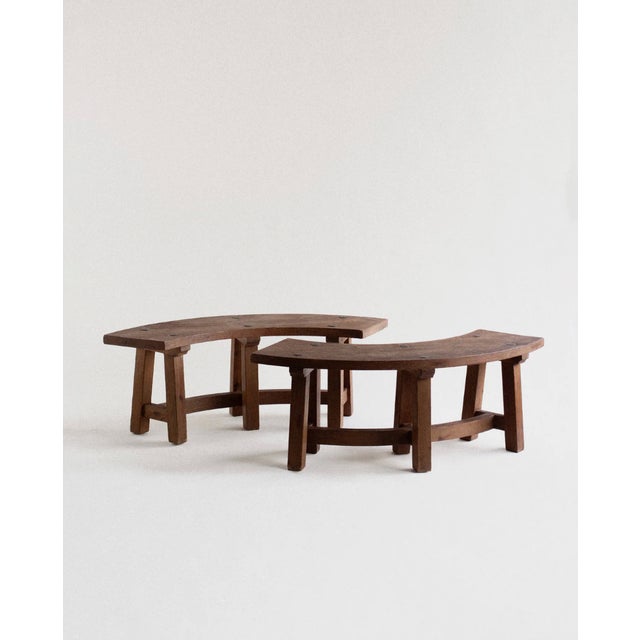 1960s Vintage Brutalist Curved Benches, 1960s, Set of 2 For Sale - Image 5 of 5