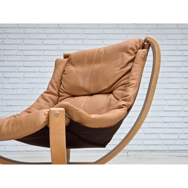 Scandinavian Swivel Armchair in Leather and Bentwood, 1980s For Sale - Image 18 of 18