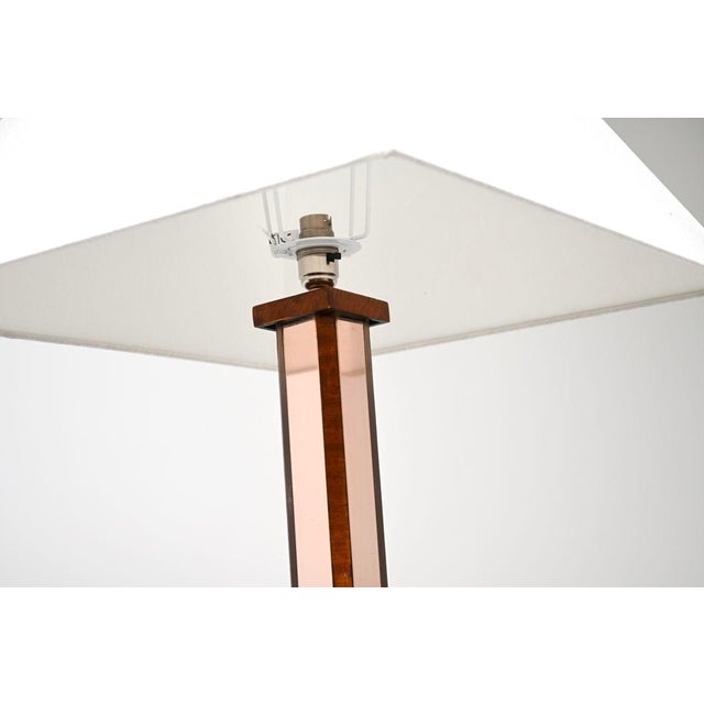 Art Deco Mirrored Walnut Floor Lamp, 1930 For Sale - Image 6 of 9