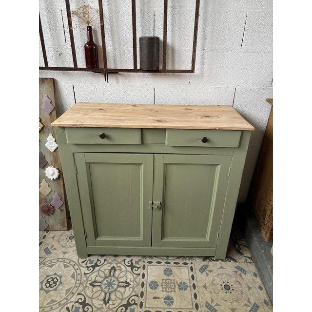 Vintage Green Country Buffet, 1940s For Sale - Image 4 of 10