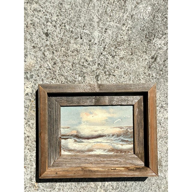 Vintage Coastal Original Seascape Oil on Board For Sale In West Palm - Image 6 of 9