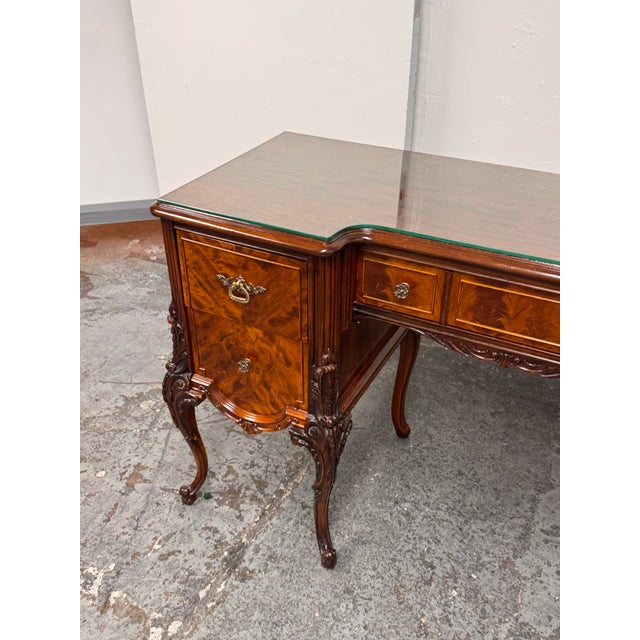American Tiger Mahogany Desk/Vanity, Circa 1920's For Sale - Image 4 of 12