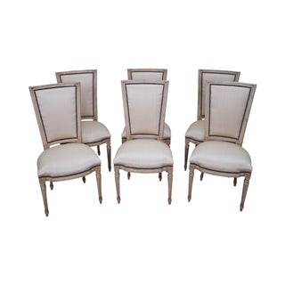 Antique French Louis XVI Painted Dining Chairs - 6 For Sale