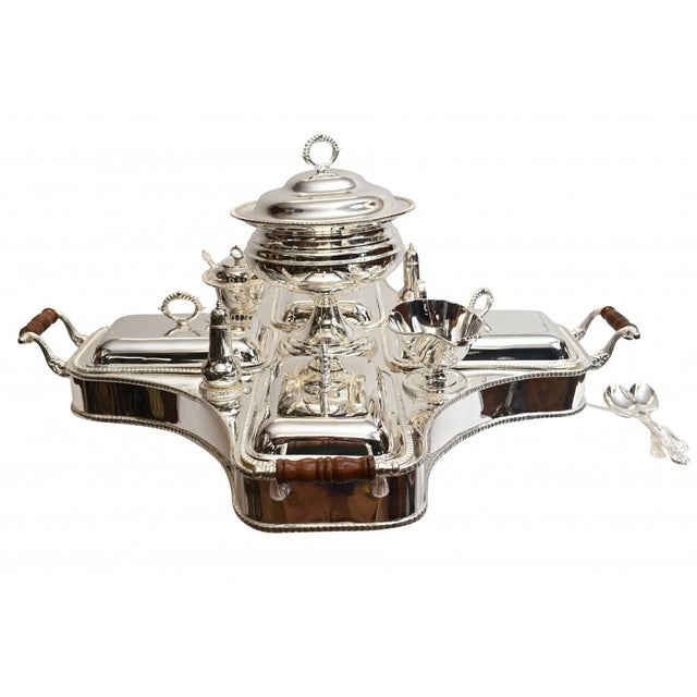 Gold Art Deco Bain Marie Plated Lazy Susan Silver Plate Food Server For Sale - Image 8 of 12