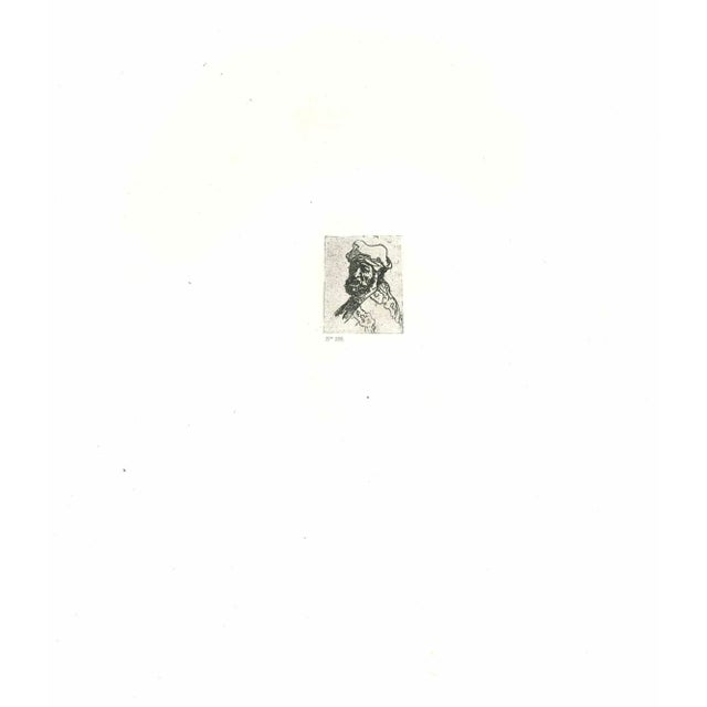 Man Crying Out, Three-Quarters Left is an etching on ivory-colored paper realized after an etching by Rembrandt. This...