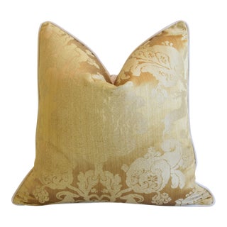 Old World Weavers Stark Floral Silk & Velvet Feather/Down Pillow 22" Square For Sale