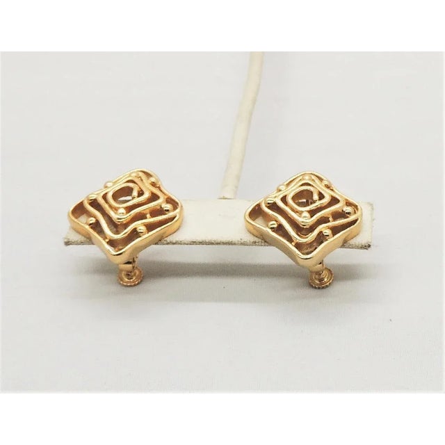 Napier 1973 Vintage Signed Napier "Maze" Clip Earrings- 2 Pieces For Sale - Image 4 of 10