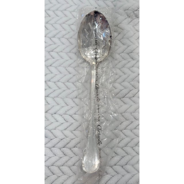 Metal Vintage Christofle Albi Silver-Plated Serving Spoons, Sealed, Set of 2 For Sale - Image 7 of 11