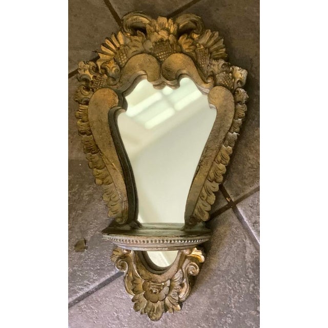 French Carved Wall Mirror With Shelf For Sale - Image 3 of 9