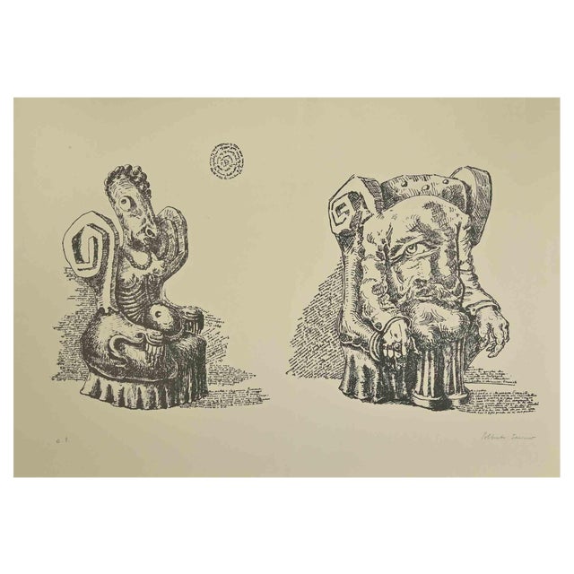 Alberto Savinio, My Parents, Lithograph, 1947 For Sale