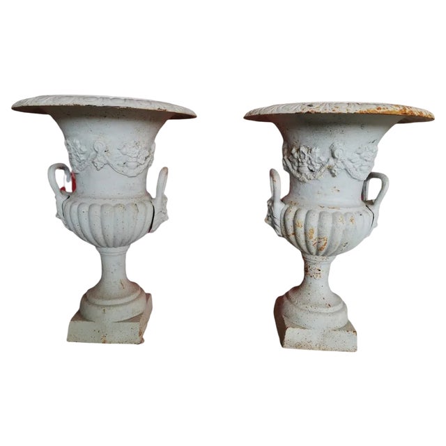 Iron Garden Medici Vases, 1950s, Set of 2 For Sale