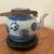 Blue Antique Chinese Blue & White Porcelain Glazed Teapot W/Wire Bail Handles Surguch Stamp Wood Base For Sale - Image 8 of 12