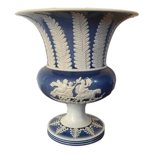 Large Antique Early 19th Century English Jasperware Trumpet Vase Circa 1810