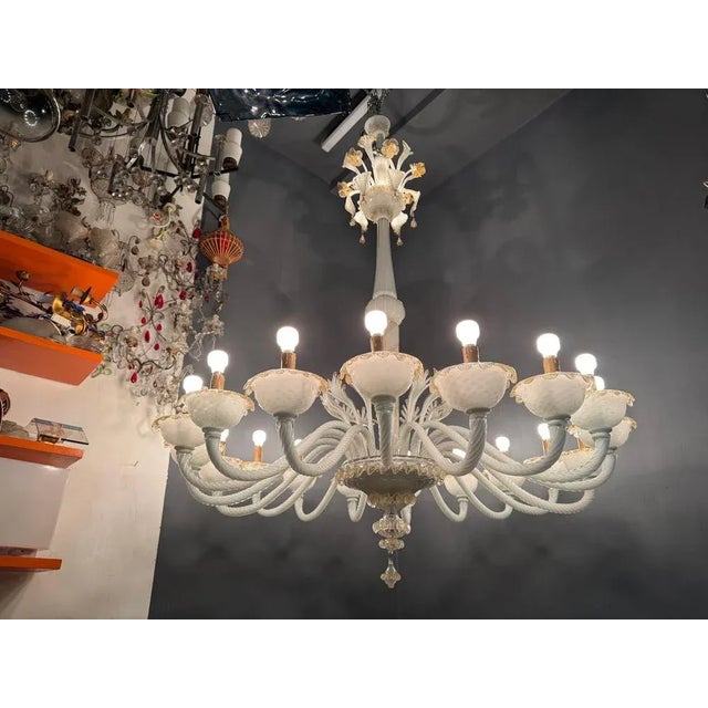 Paolo Venini Large Venetian Murano Glass Chandelier by Paolo Venini for Maestri di Murano, 1950s For Sale - Image 4 of 17