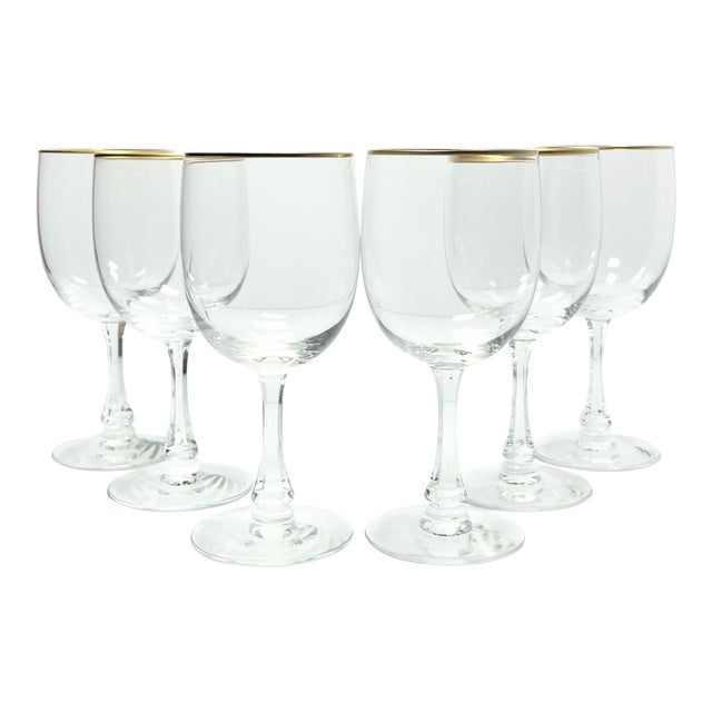 1960s Fostoria “Classic Gold” Set of 6 Water Glasses For Sale