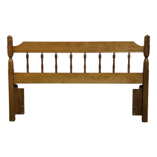 High End Vintage Solid Hard Rock Maple Colonial Early American Queen Size Scroll Spindle Headboard For Sale