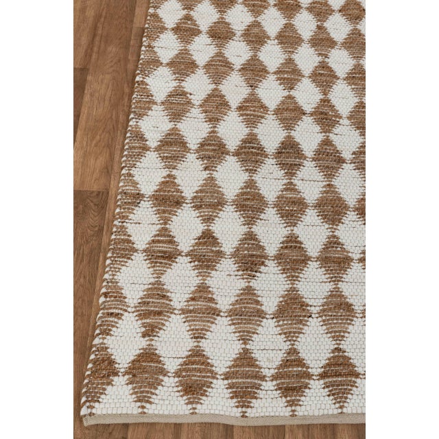 6x9 Ft. Jute Cotton Hand Woven Diamond Pattern Boho Modern Style Rug. For Sale - Image 4 of 10