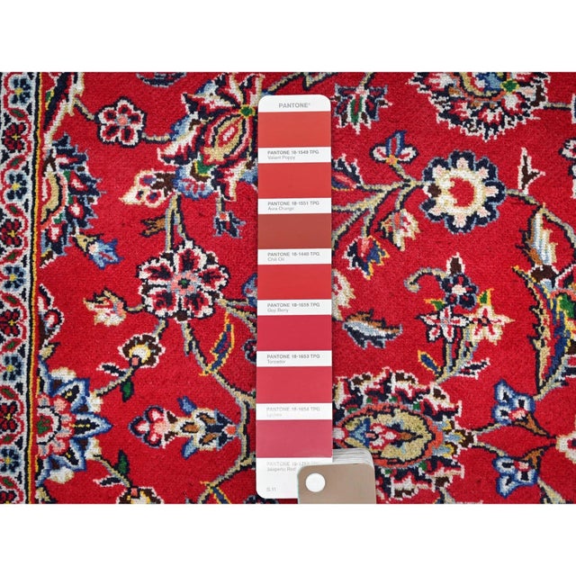 1960 9'10"x13'1" Ketchup Red Hand Knotted Wool Vintage Kishoon Full Pile Oriental Rug For Sale - Image 11 of 12