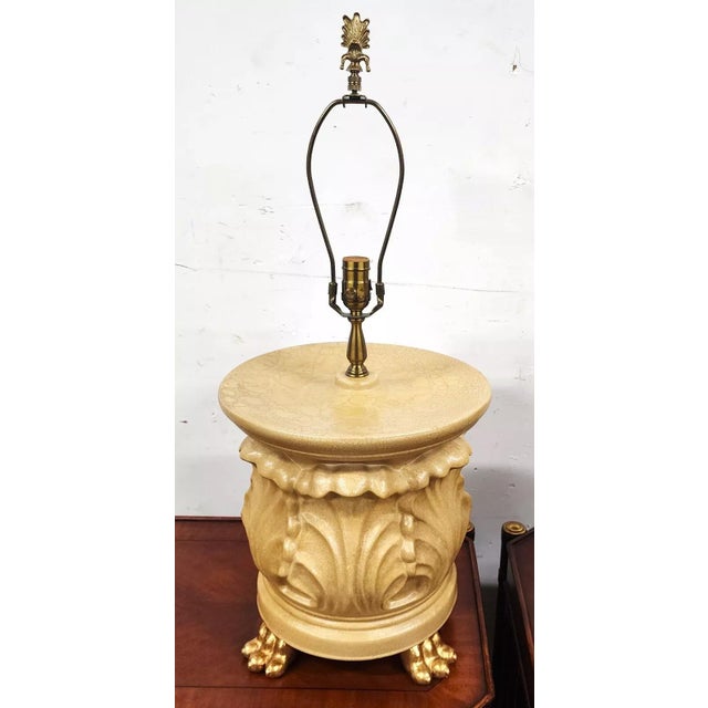 Chinoiserie Vintage Wildwood Table Lamps Ceramic Gilt Paw Footed Pair For Sale - Image 3 of 12