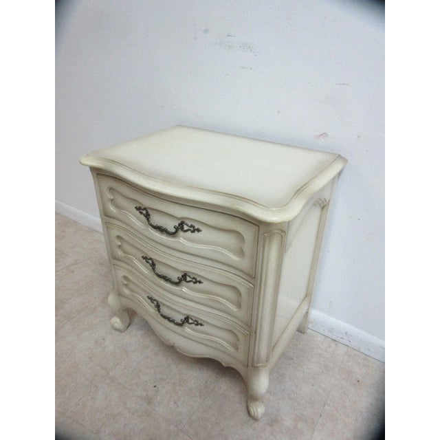 Antique White Vintage French Provincial Carved & Painted Nightstand For Sale - Image 8 of 8