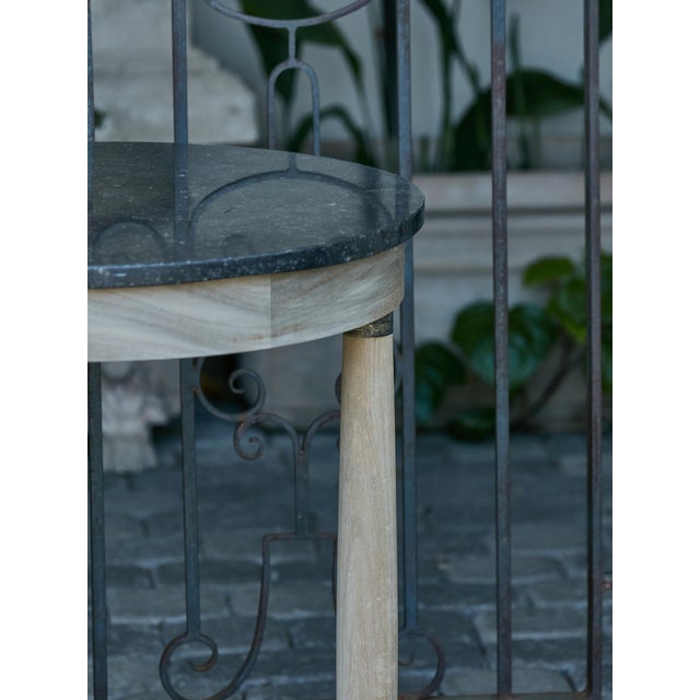French Empire Style 19th Century Bleached Table with Marble Top and Column Legs For Sale - Image 12 of 12