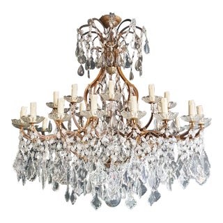 1930s Art Nouveau Style Crystal Chandelier For Sale