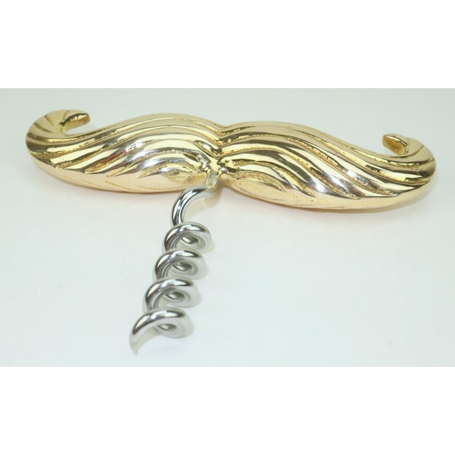 Metal Jonathan Adler Brass Handlebar Mustache Corkscrew Bottle Opener For Sale - Image 7 of 9
