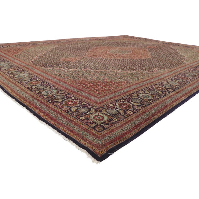 60998 Vintage Persian Tabriz Rug, 09'10 x 13'01. With its decorative detailing and well-balanced symmetry, this hand...