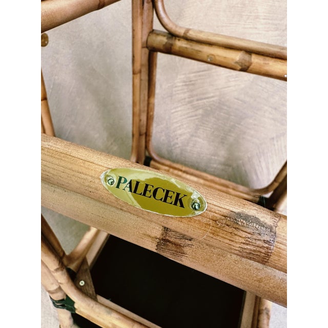 Late 20th Century Palecek Rattan + Woven Seagrass Stools - Set of 3 For Sale - Image 9 of 9