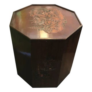 Octagonal Hand-Carved Oriental Vintage Side Table For Sale