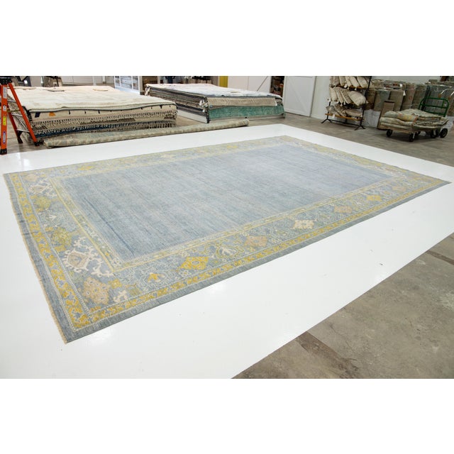 Contemporary 12 X 19 Blue Contemporary Sultanabad Designed Wool Rug by Apadana For Sale - Image 3 of 10