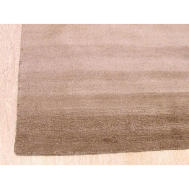 Contemporary 5x8 Ivory Hand-Knotted Wool Ombre Striped Modern Carpet Rug For Sale - Image 3 of 4
