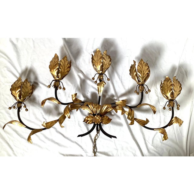 Metal Hollywood Regency Gilt Leaf Wall Light in the Style of Hans Kogl For Sale - Image 7 of 8