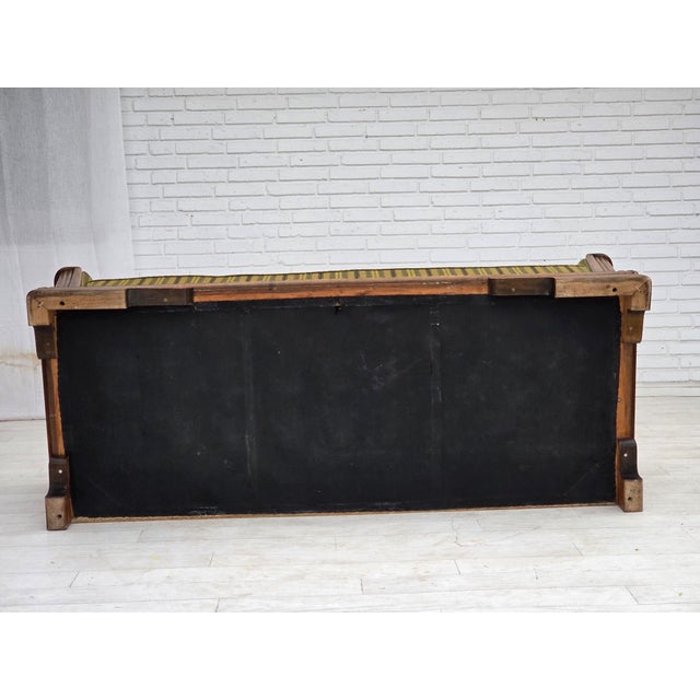 Mid-Century Modern Vintage Danish Three-Seater Sofa in Furniture Velour and Oak, 1950s For Sale - Image 3 of 18