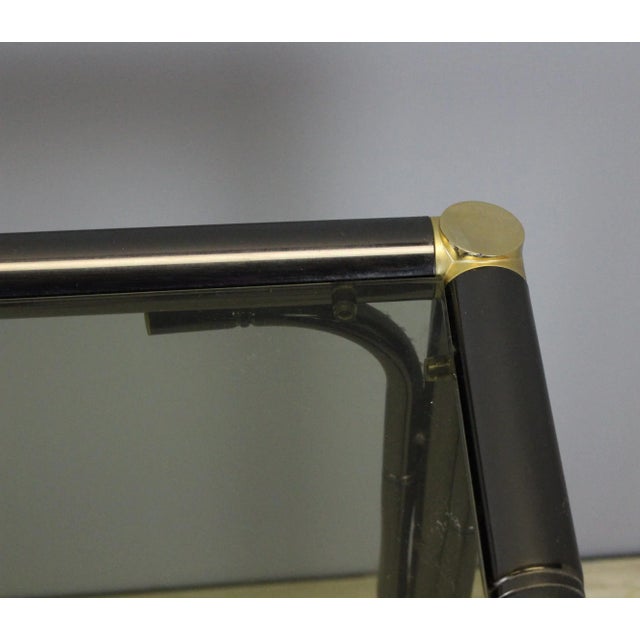 1970s Mid Century Faux Bamboo Metal Console With Glass Top For Sale - Image 5 of 9