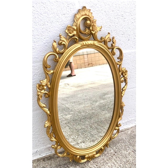 Mid-Century Modern Vintage 1969 Gold Ornate Syroco Mirror For Sale - Image 3 of 8