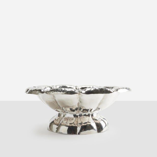 Description Hammered Silver Centerpiece by Josef Hoffman Austria, c1920-30s A hand-hammered silver centerpiece with...