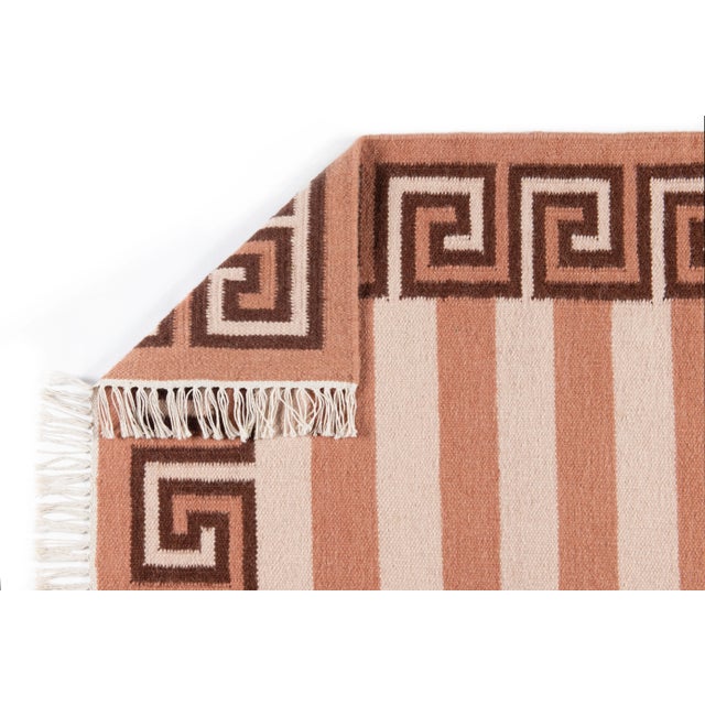 Part & Parcel Goods Wool Stripe Rug, 12' x 15', Bisque, Topaz and Chocolate For Sale - Image 4 of 6