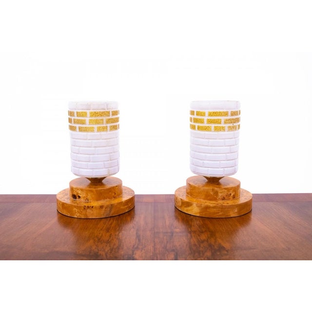 Wood Art Deco Lamps, Poland, 1950s, Set of 2 For Sale - Image 7 of 7