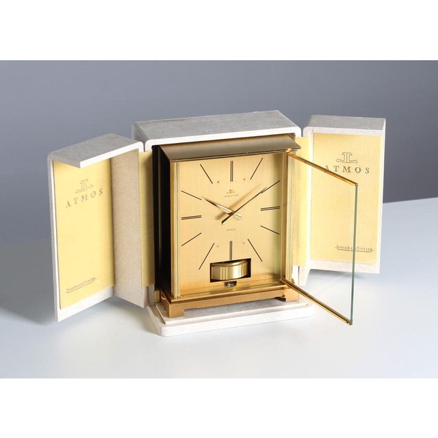 Jaeger lecoultre atmos clock switzerland brass gold plated year of manufacture 1967 dimensions: h x w x d: 22 x 17 x 11 cm...