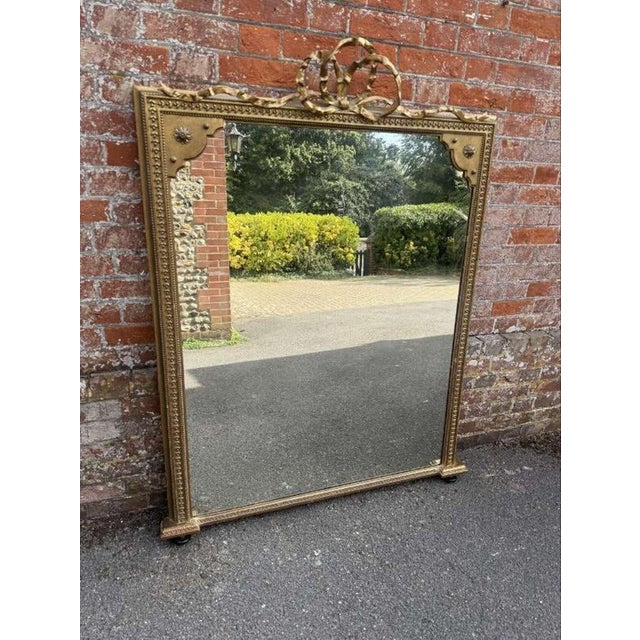 Large Antique 19th Century English Gilt Overmantle Mirror For Sale - Image 9 of 9