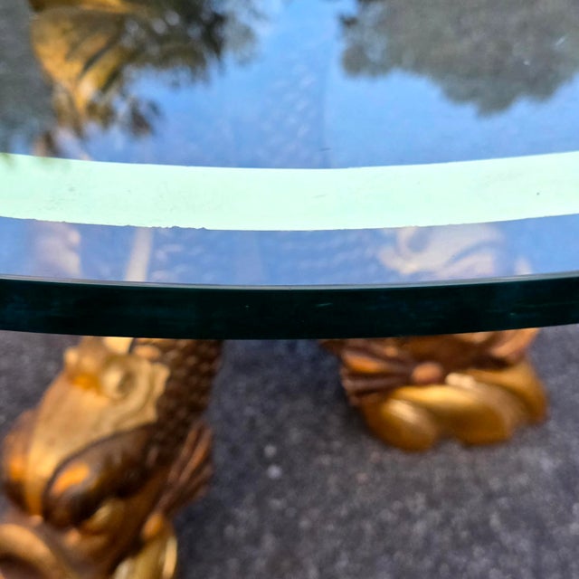 Thomas Chippendale Monumental Chinese Chippendale Style Carved Giltwood Opposing Dragon Center/Breakfast Table With 48-Inch Glass Top, Mid-20th Century For Sale - Image 4 of 17