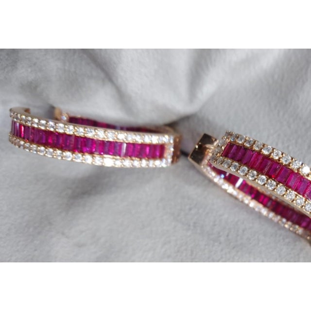 2020s 18k Gold Diamond 2.76ct Ruby Stud Earrings, New For Sale - Image 5 of 8