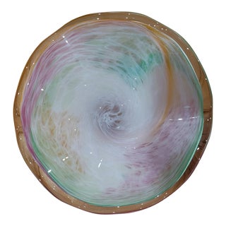 Mid 20th Century Pastel Murano Swirl Art Glass Bowl For Sale