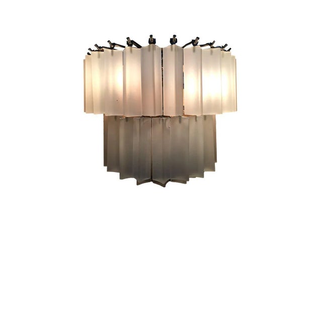 Contemporary and Triedro Murano Glass Wall Sconce Three levels of sandblasted “Triedro”glass European Plug (up to 250V).