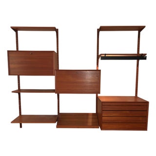 Poul Cadovius 3 Bay Teak Wall Unit with Rare Light! For Sale