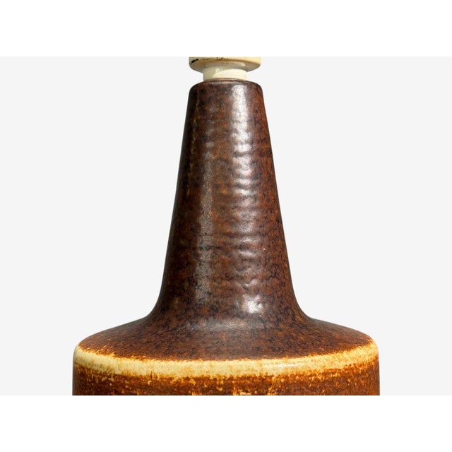 Ceramic Søholm Stentøj, Table Lamp, Brown Glazed Stoneware, Denmark, 1960s For Sale - Image 7 of 10