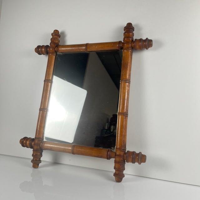 Bamboo-Style Turned Wood Mirror, 1900-1930 For Sale - Image 6 of 14