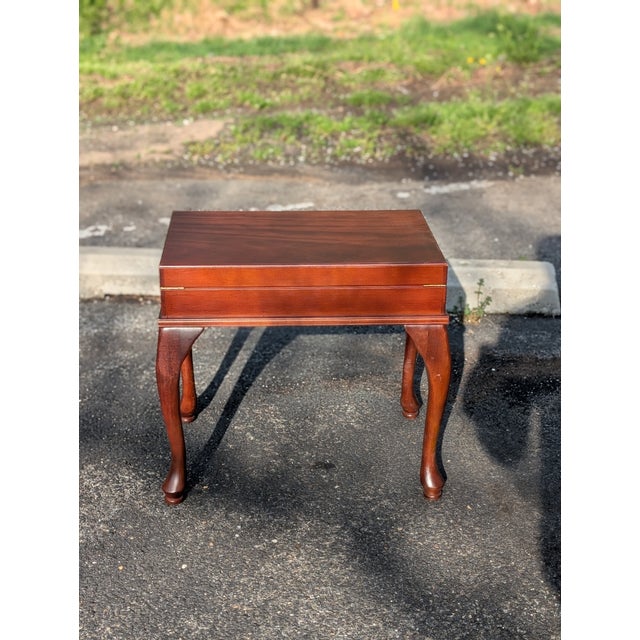 Vintage Queen Anne Style Wood Cutlery Canteen Table With Cabriole Legs For Sale - Image 11 of 11